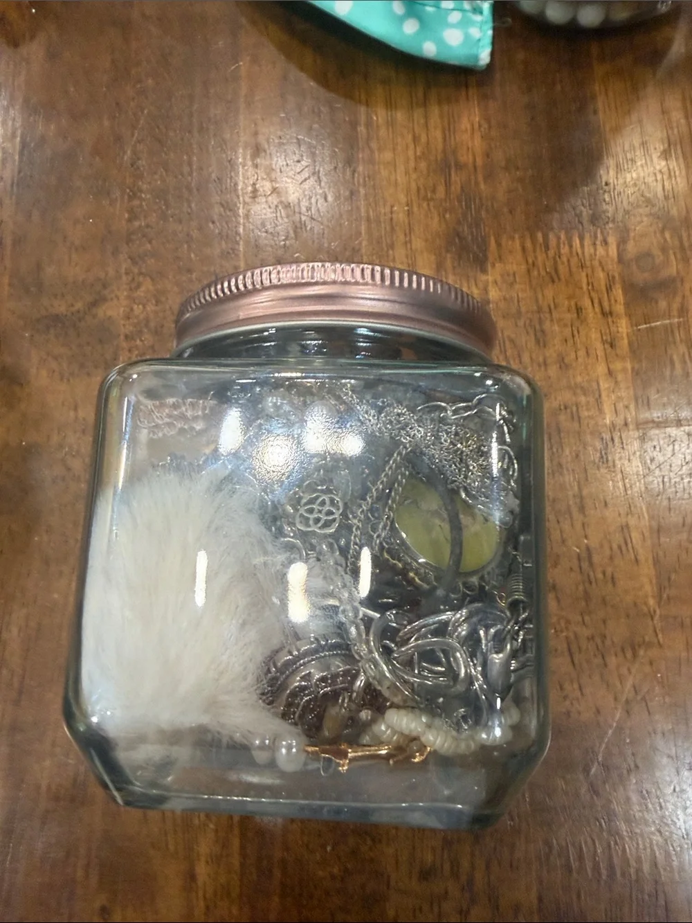 Iridescent Glass Storage Jar with Rose Gold Lid - mystery jewelry